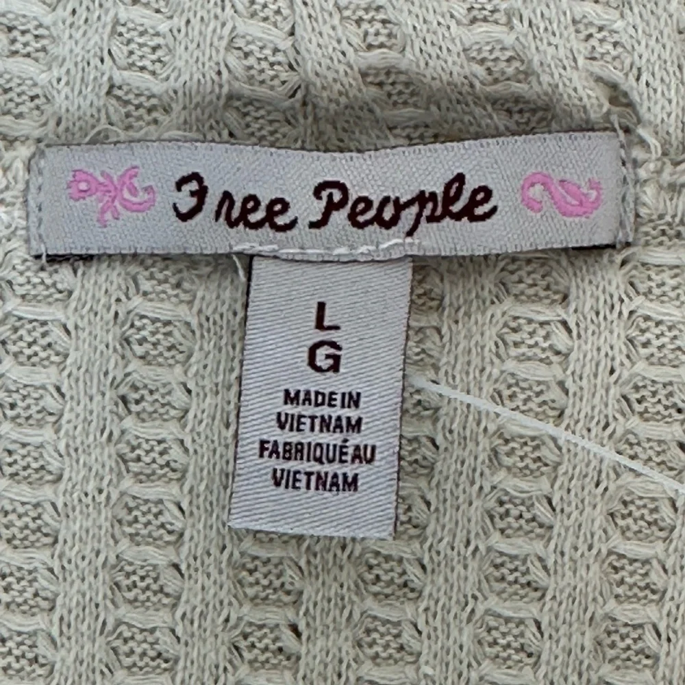 Free‎ People Stone Cold Juicy Long Sleeve Waffle Knit Top L Oversized Cowl Neck